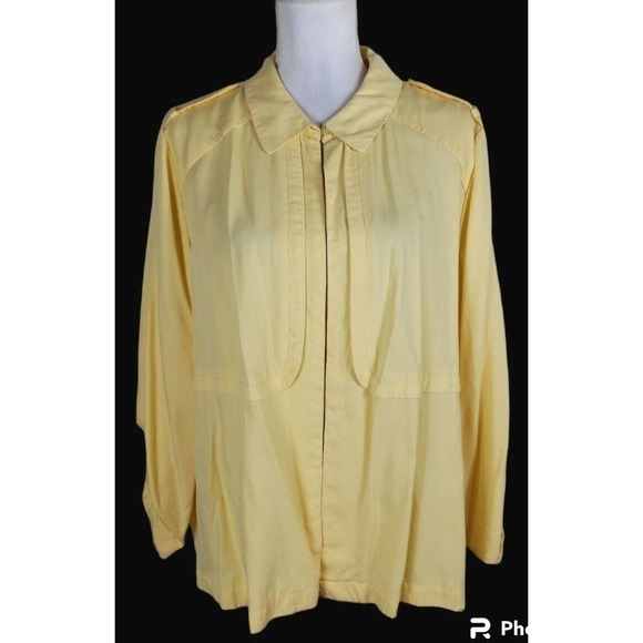 Chico's~Size 3 (XL)~Yellow Unlined Open Front Blazer Collar & Lapels Epaulettess - Picture 6 of 16